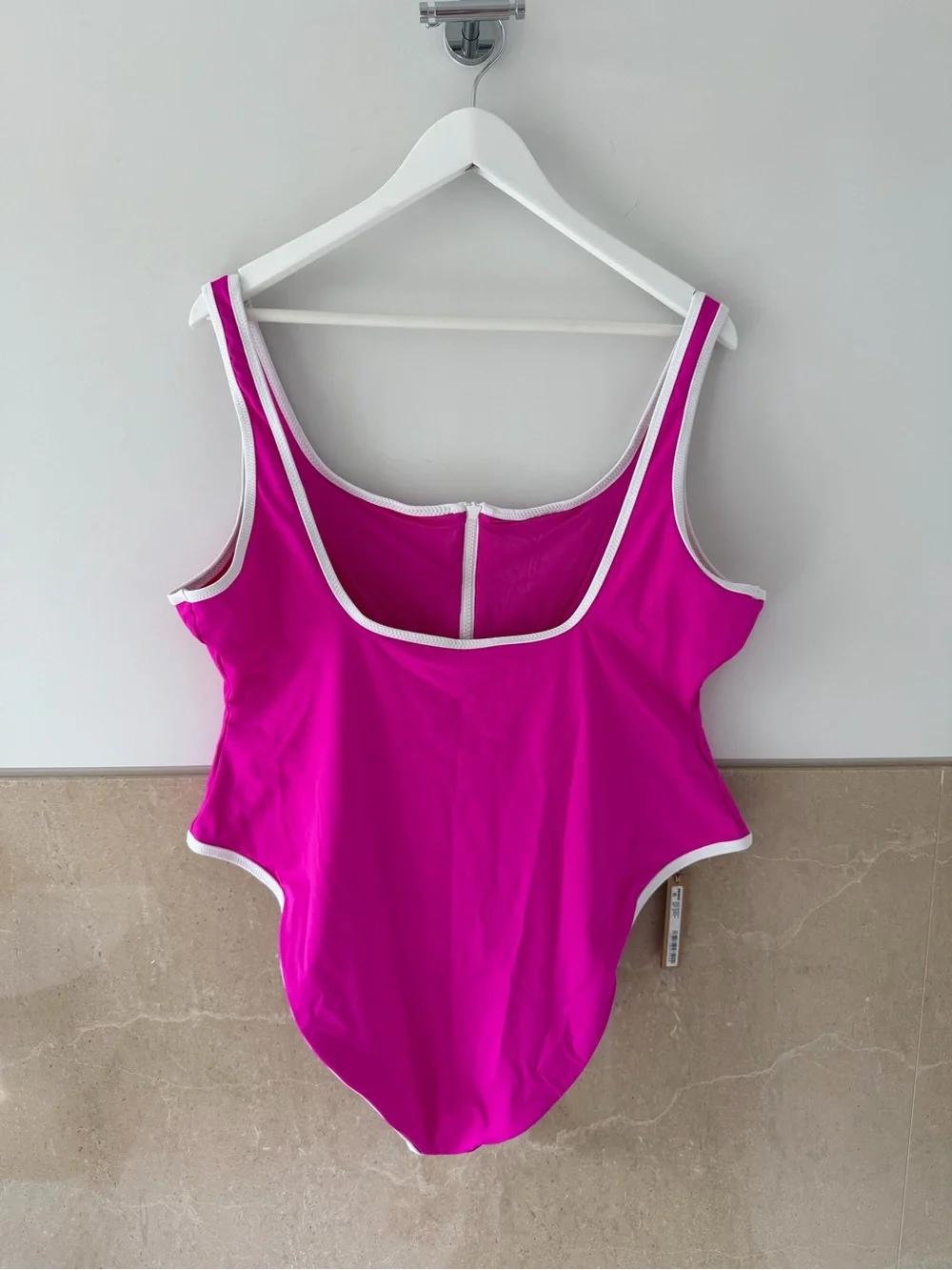 NWT - SKIMS Hot Pink One-Piece Swimsuit with White Trim (3X)